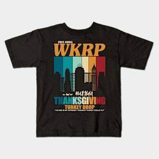 Thanksgiving Day WKRP Turkey Drop in Cincinnati City Skyline Silhouette Kids T-Shirt